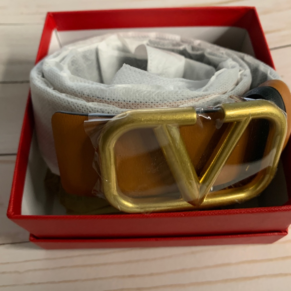 V-Logo reversible woman’s belt brown/black 110cm